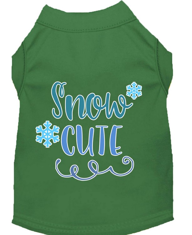 Snow Cute Screen Print Dog Shirt Green Lg